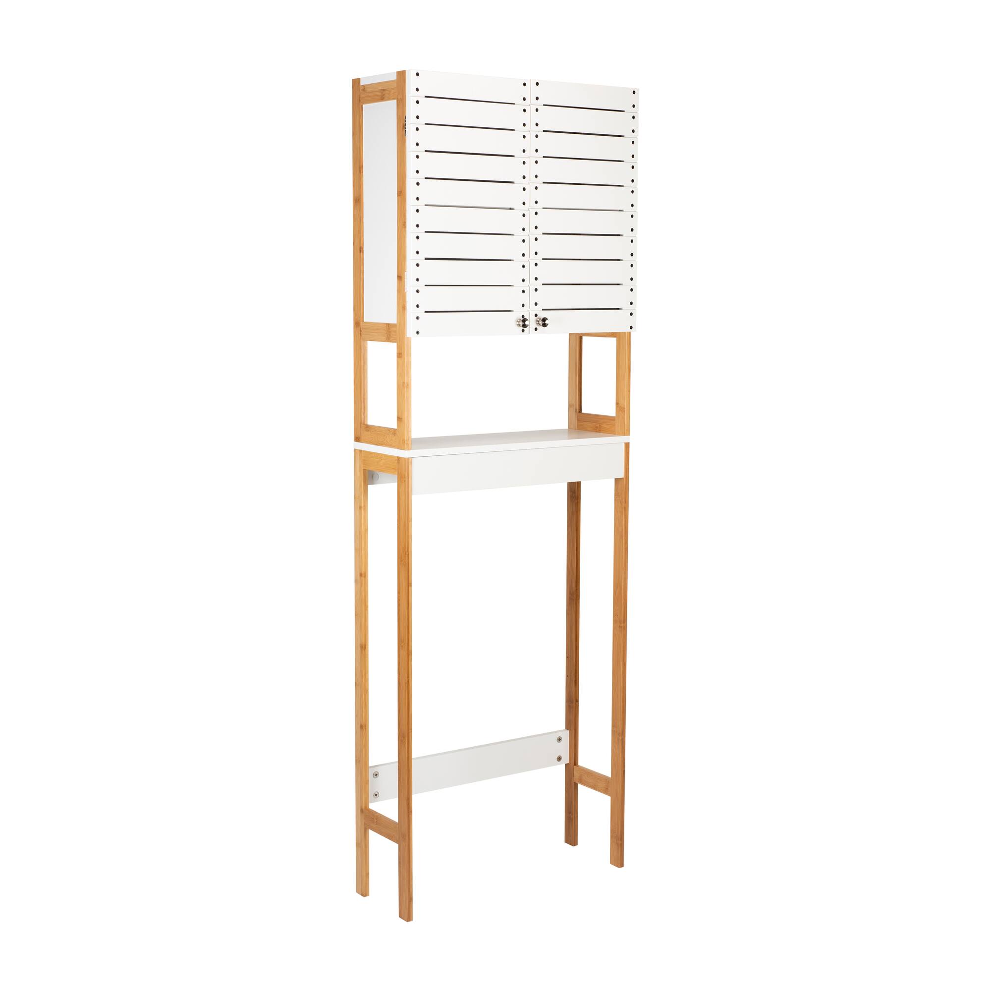 Organize It All 3-Shelf White Bamboo Over the Toilet Cabinet